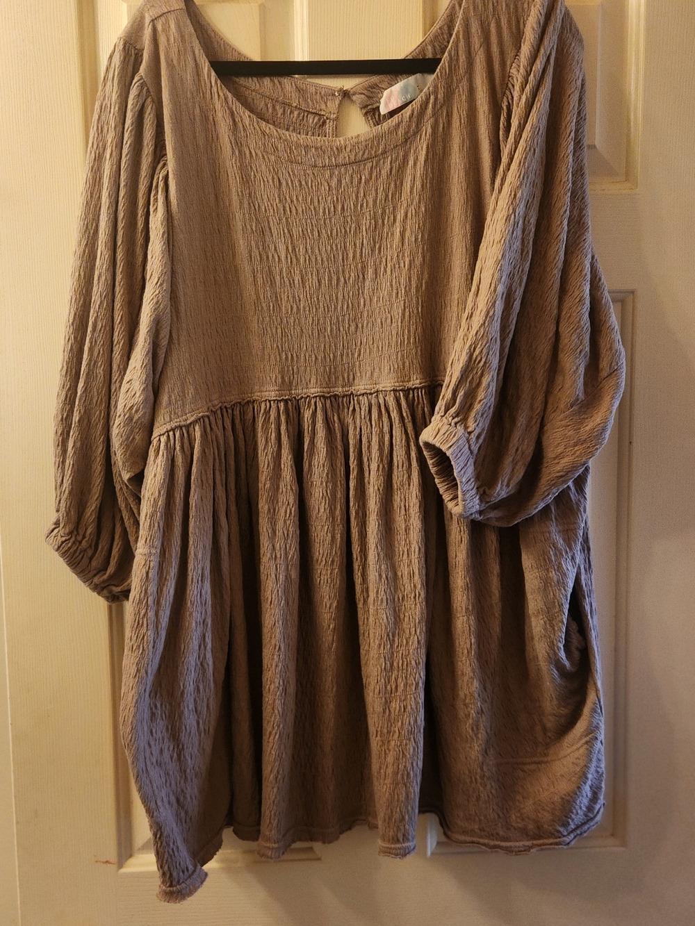 Free People FP Beach Get Obsessed Babydoll Dress Tunic Top Brown Taupe Large